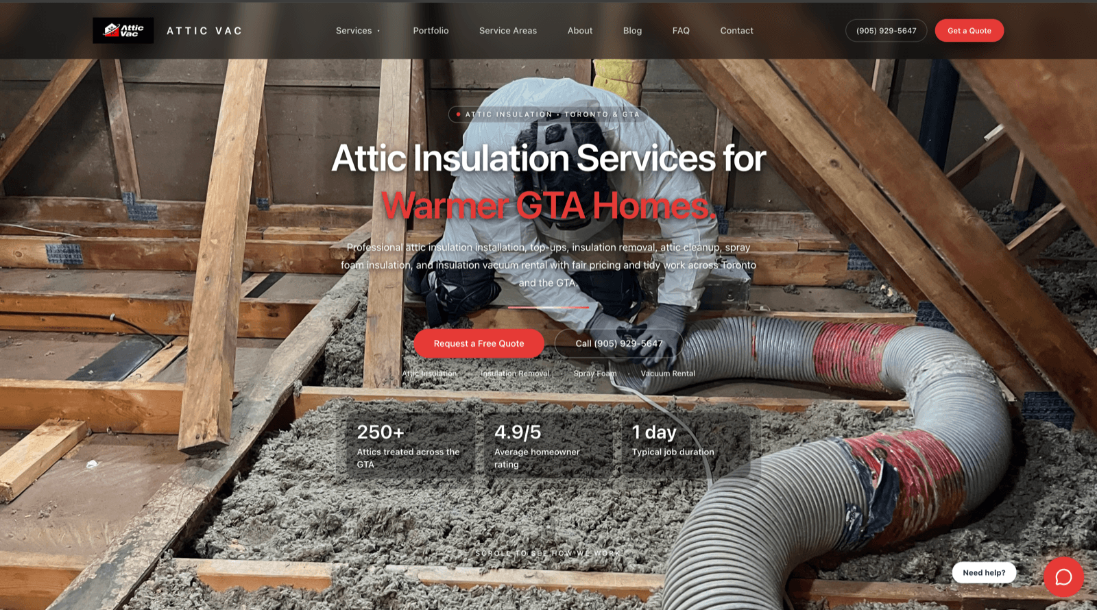 Attic Vac Insulation website screenshot