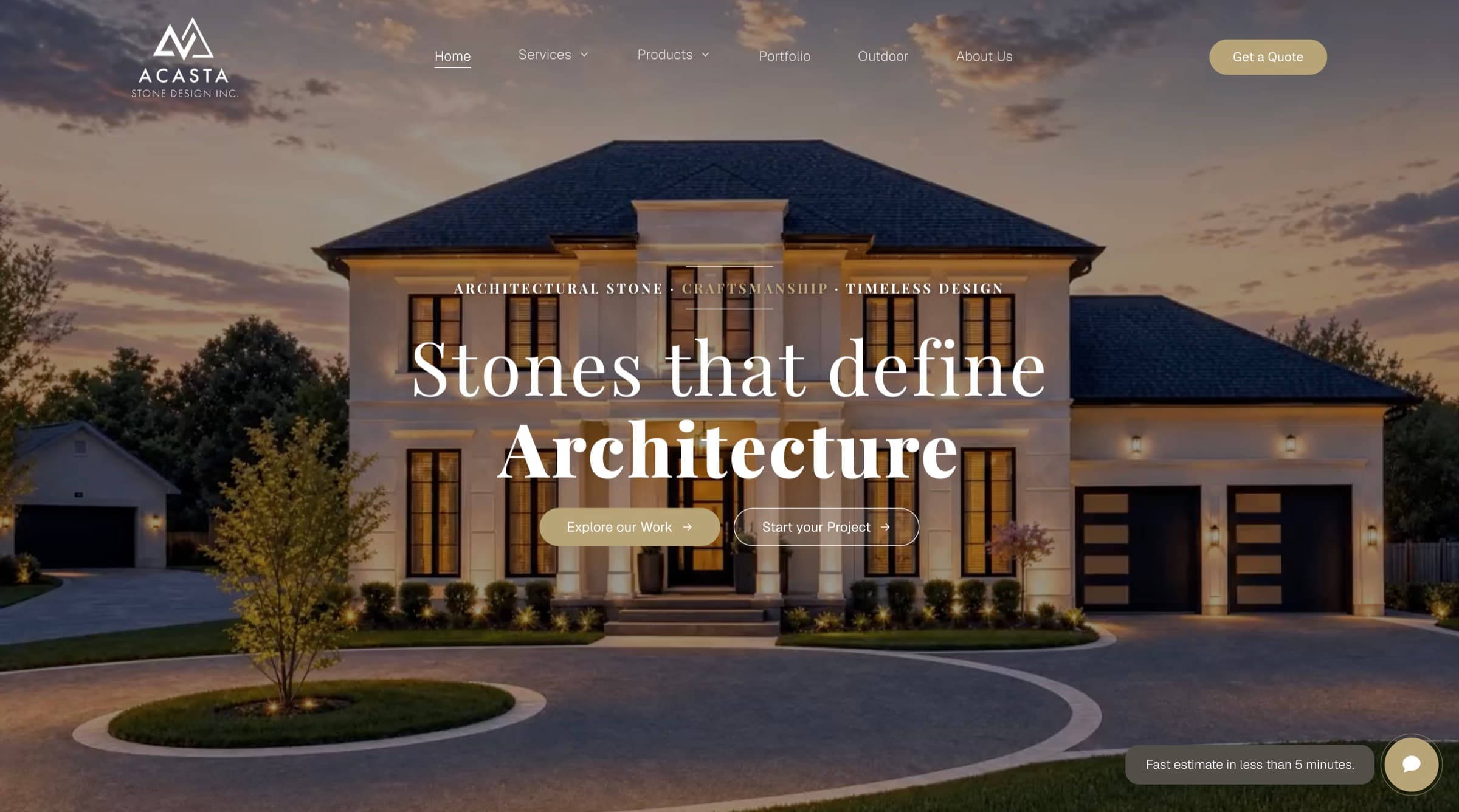 Acasta Stone Design Inc. website homepage preview